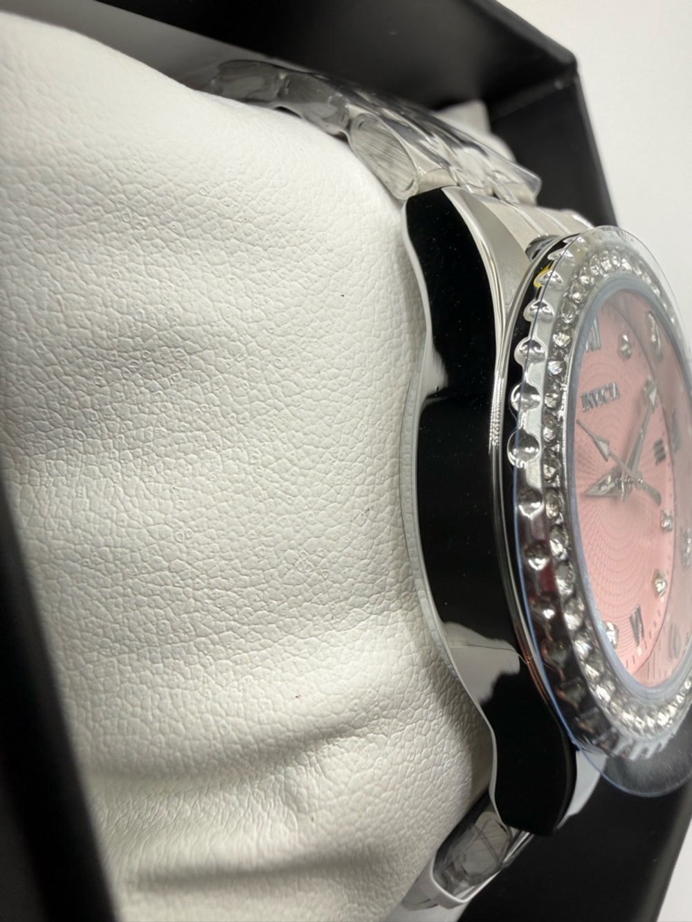 Invicta Silver Stainless Steel Watch with Pink Dial and Crystal Bezel - Picture 7 of 10